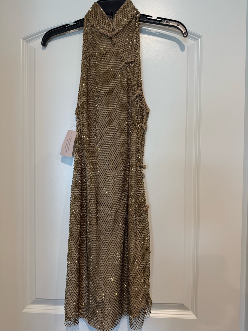 Sau Lee Selena Crystal Mini dress - gold